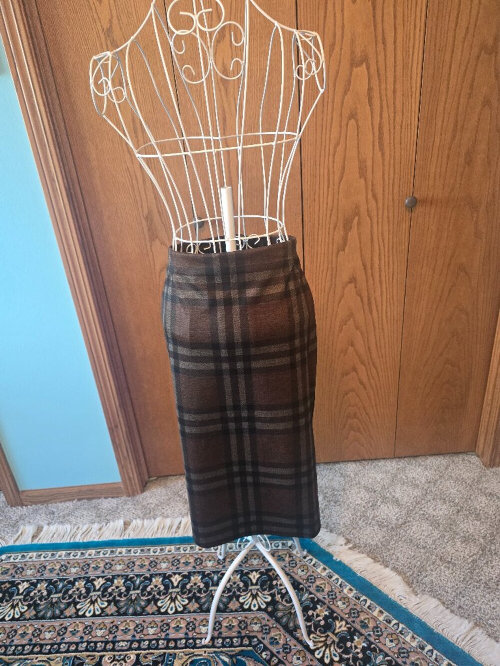 Carole Wren Plaid Stretch Skirt | Size Medium